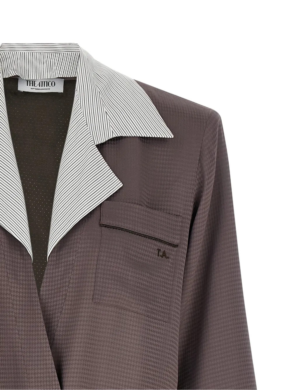 The Attico Gestreepte blazer met pied-de-poule print Bruin