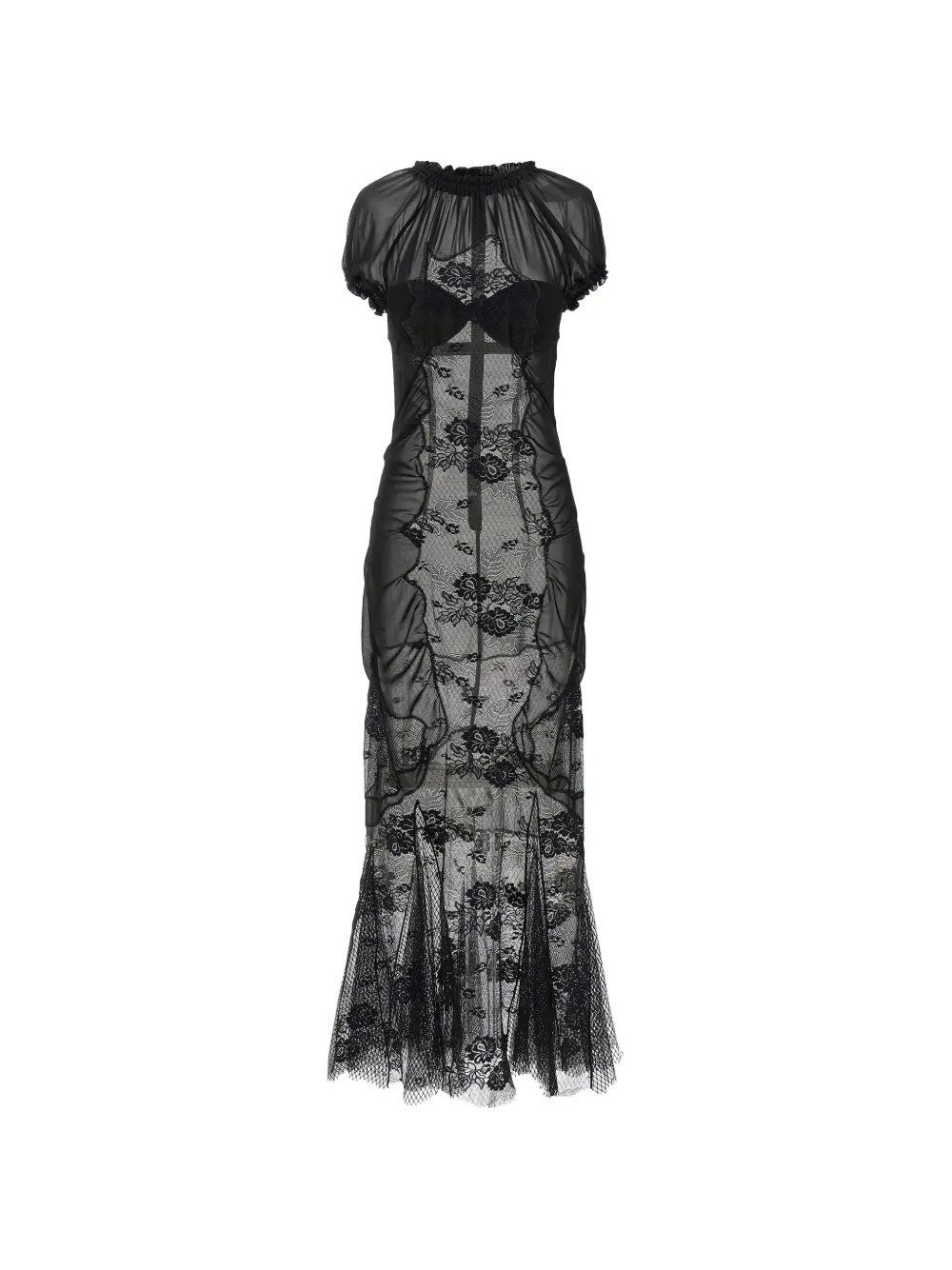 The Attico lace tulle midi dress - Nero