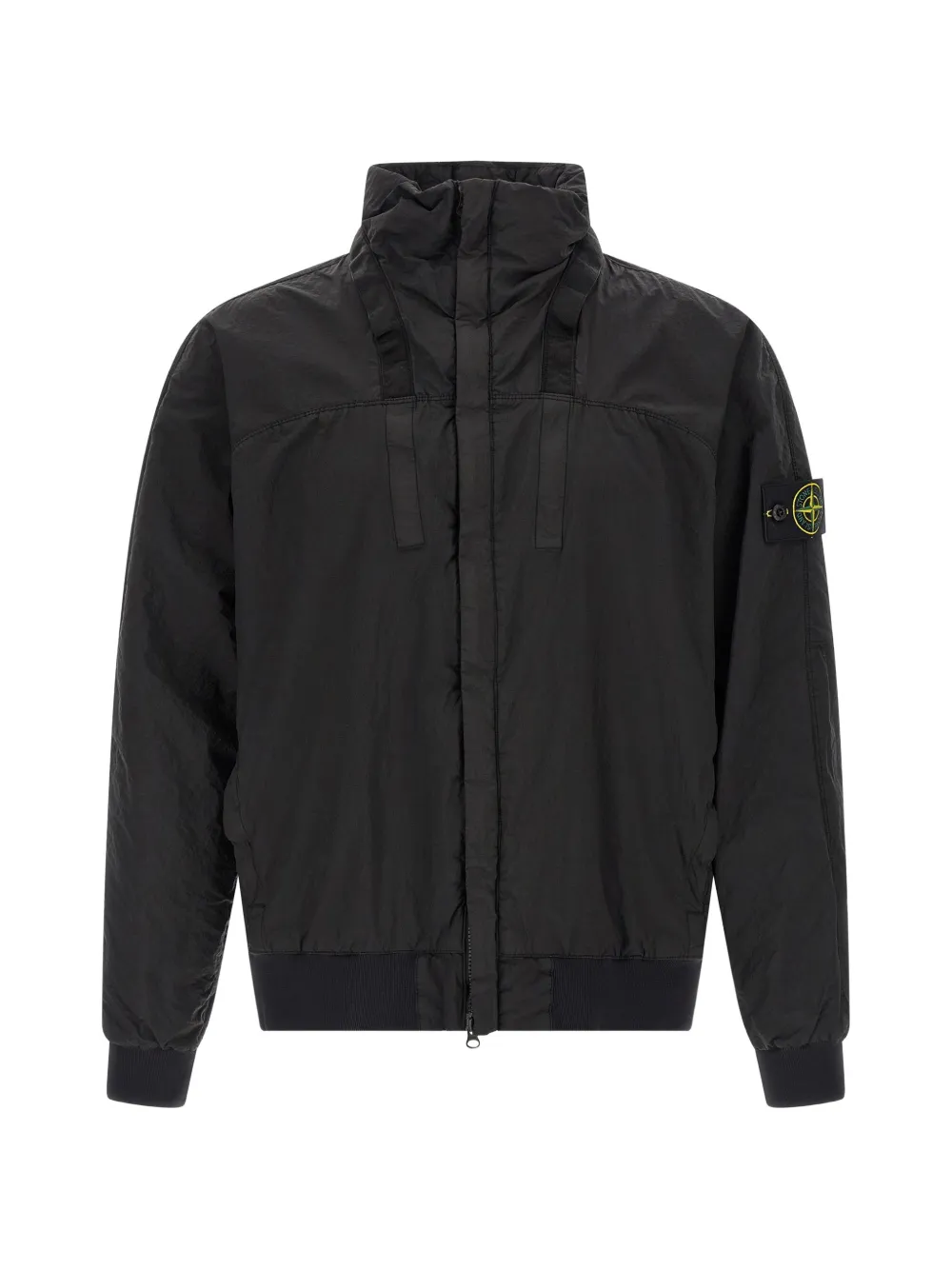 Stone Island ribbed metallic nylon bomber jacket - Nero