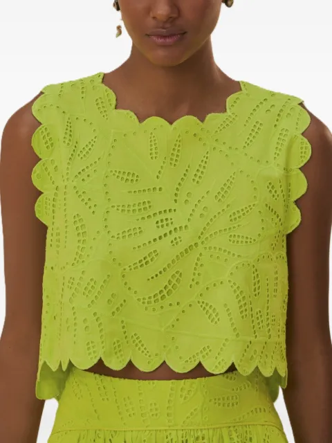 FARM Rio scalloped broderie-anglaise top