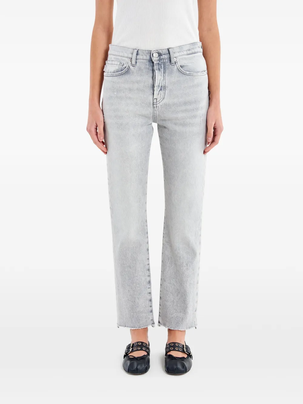 VICOLO faded frayed-hem jeans - Blu