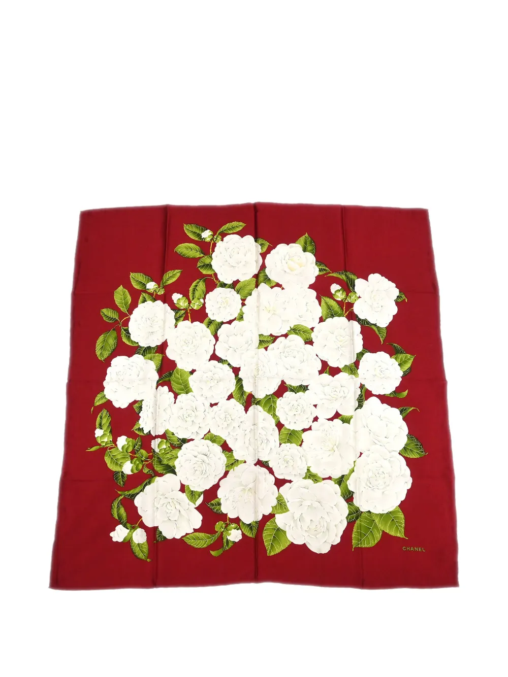 CHANEL Pre-Owned floral-print silk scarf - Rosso
