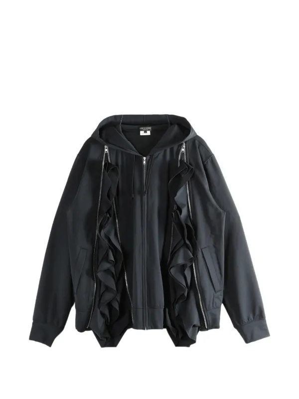 Comme des garçon HOMME PLUS 螺旋ジップ Comme Des Garçons Homme Plus Ruffled zip-up Hoodie | Black | FARFETCH