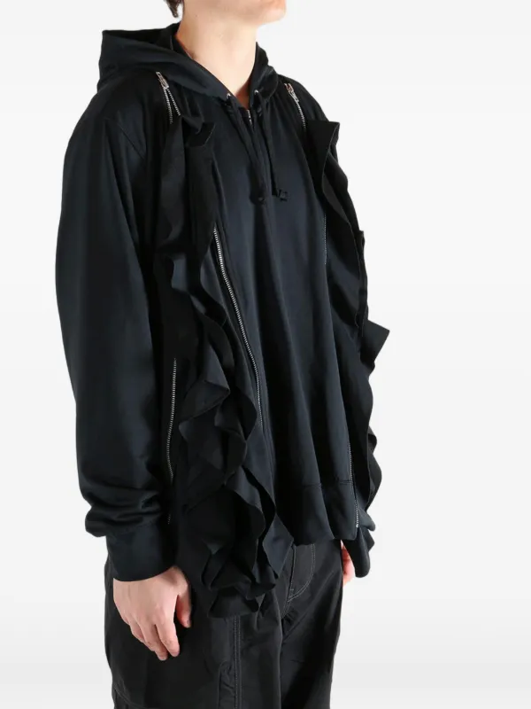 Comme Des Garçons Homme Plus Ruffled zip-up Hoodie | Black | FARFETCH