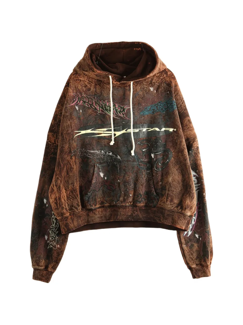 HELLSTAR H Star graffiti-print hoodie - Marrone