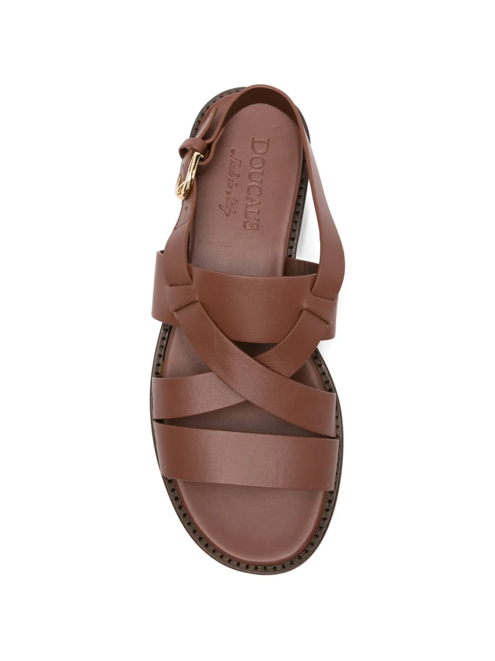 Doucal's crossover-strap leather flat sandals Bruin