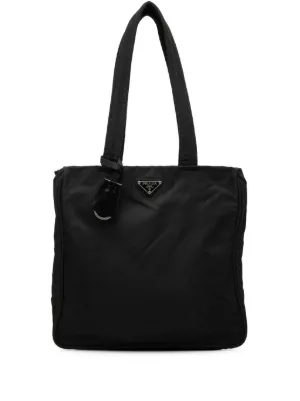 Prada Pre-Owned 1990s logo-plaque Tote Bag | Green | FARFETCH