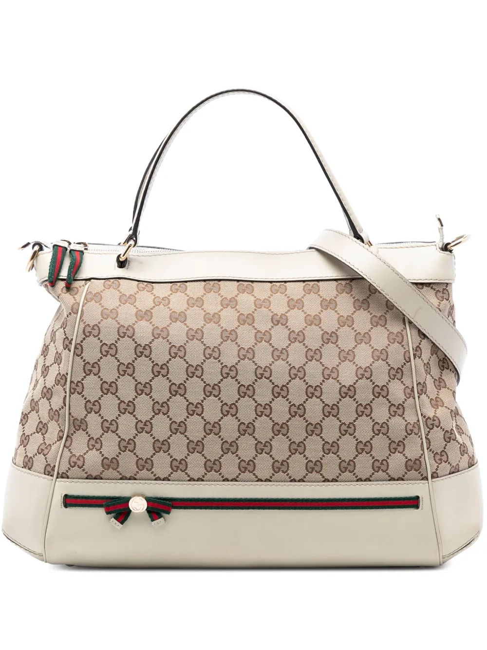 Gucci Pre-Owned 2016-2025 GG Canvas Web Mayfair satchel - Bianco