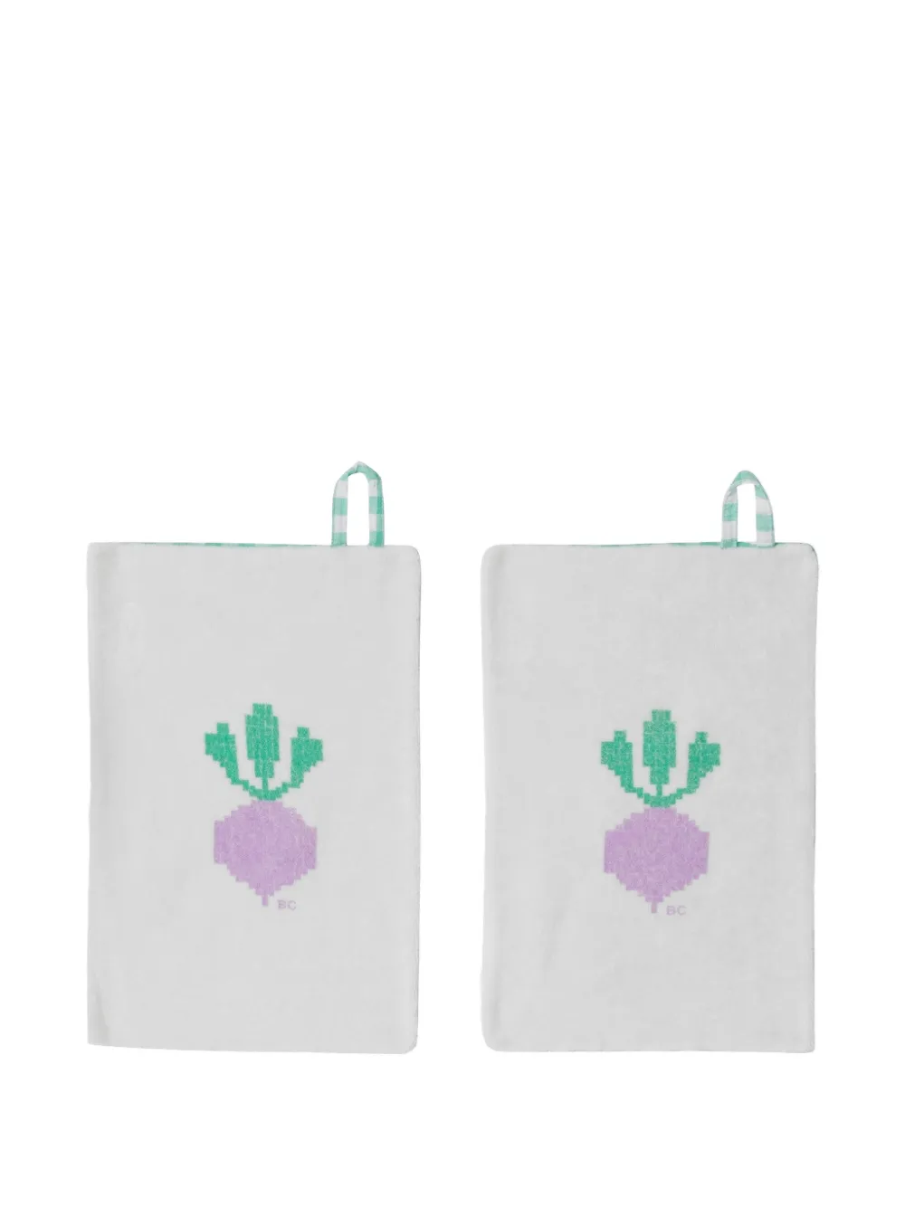 Bobo Choses checked wash cloth (set of two) - Grün