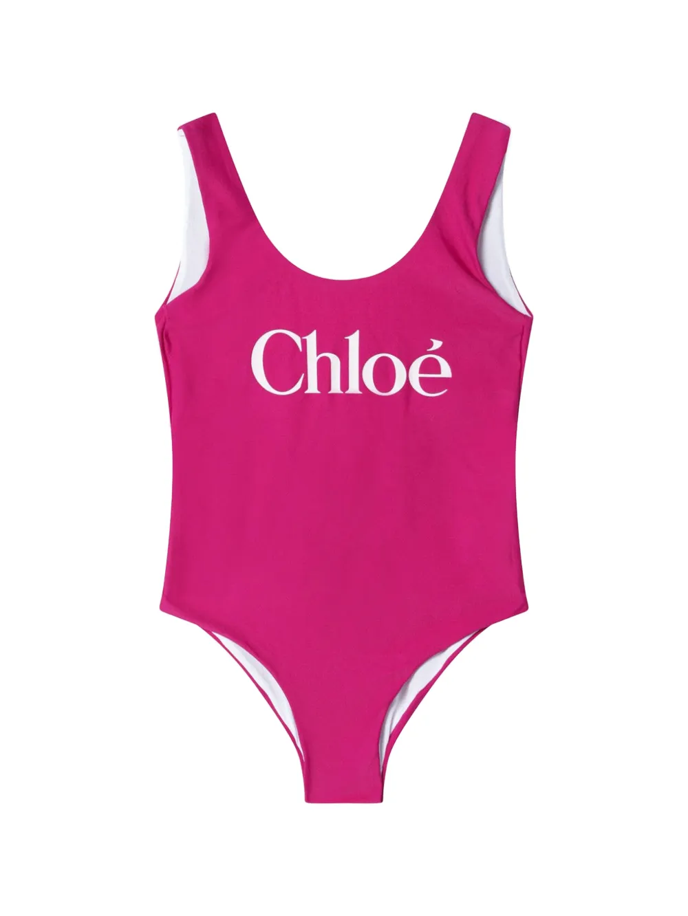 Chloé Kids logo-detail one-piece swimsuit - Rosa