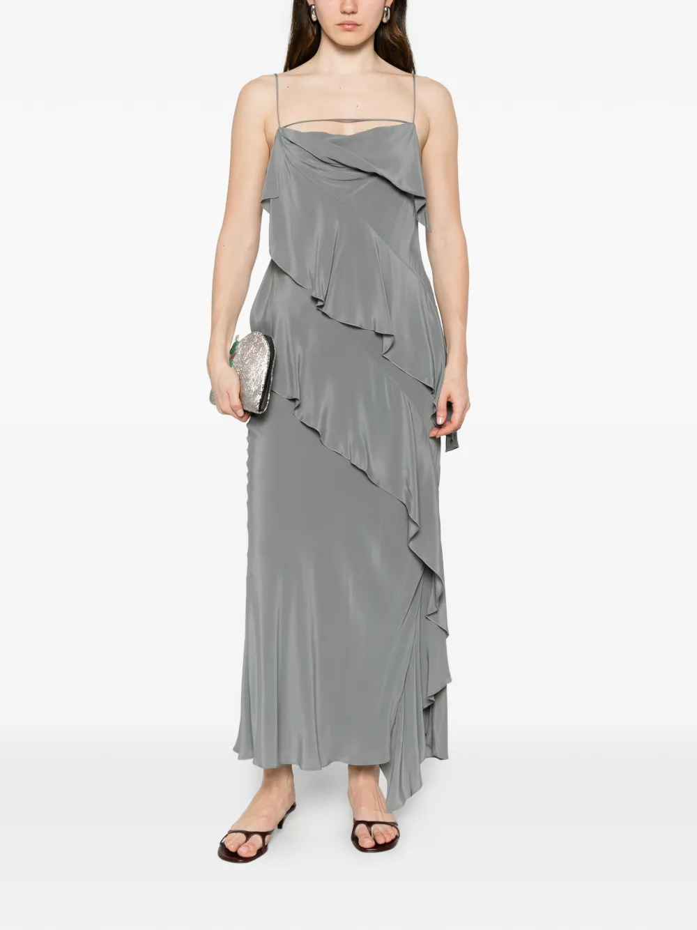 Patrizia Pepe Maxi-jurk met ruches Grijs