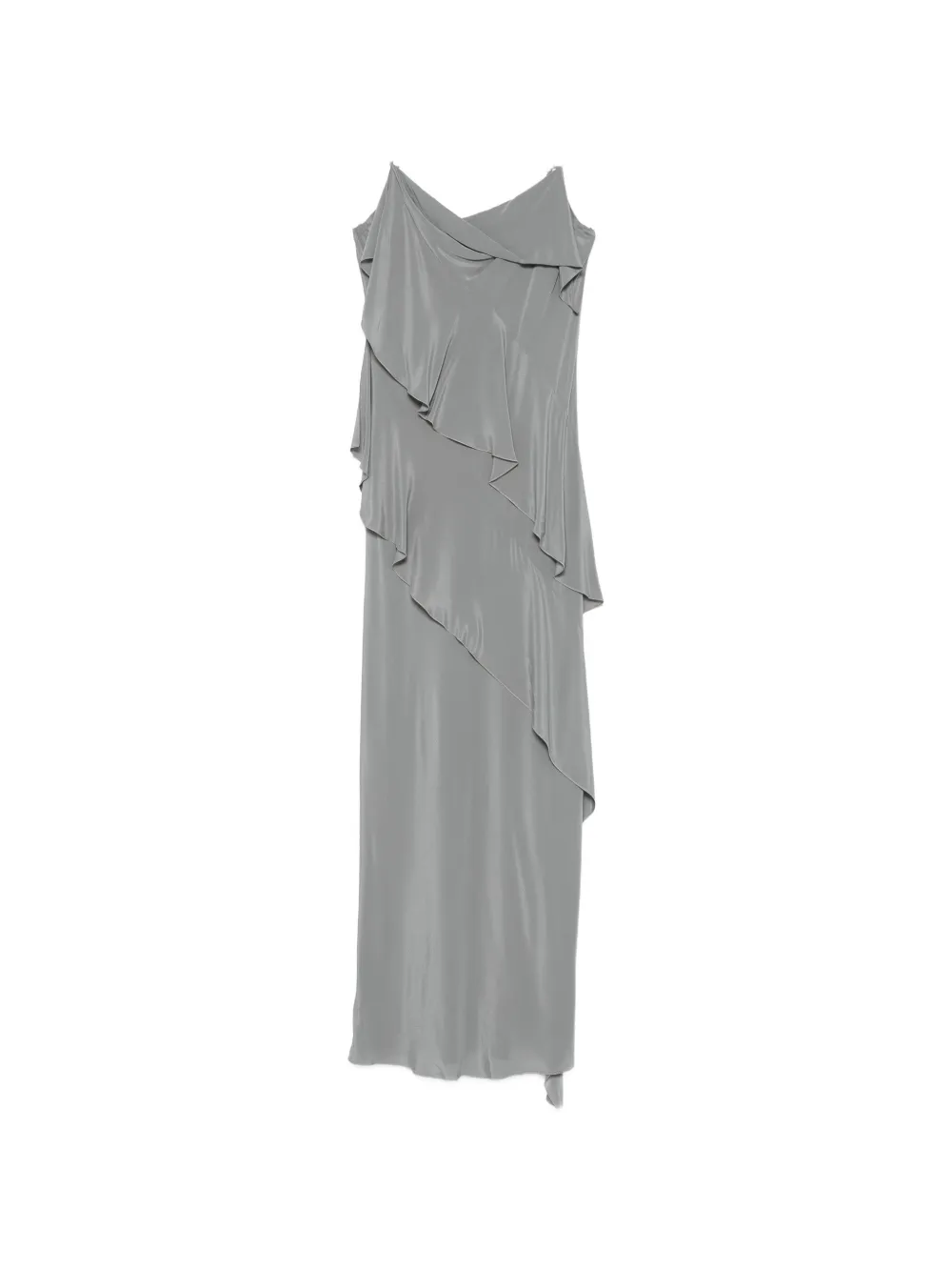 Patrizia Pepe Ruffled Maxi Dress In Gray