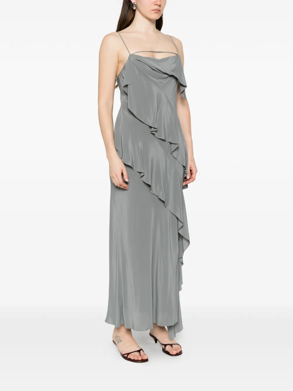 Patrizia Pepe Maxi-jurk met ruches Grijs