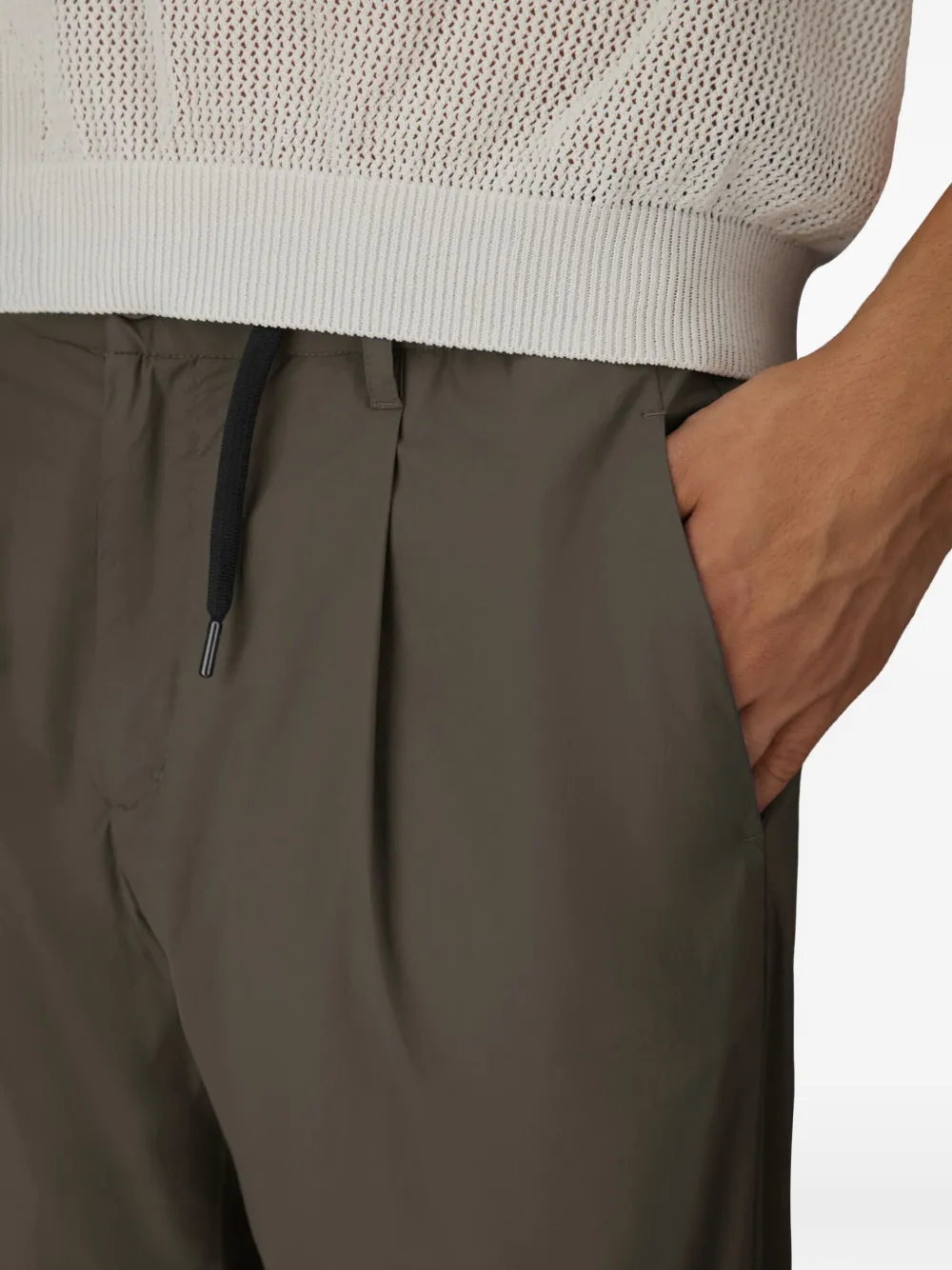 Herno Broek met elastische taille en trekkoord Groen