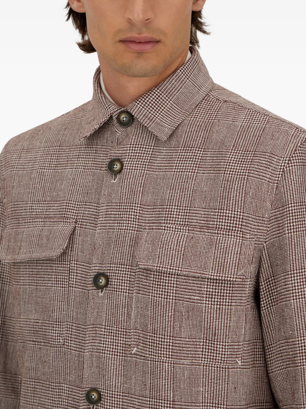 Herno Geruit linnen jack met zakdetail Rood
