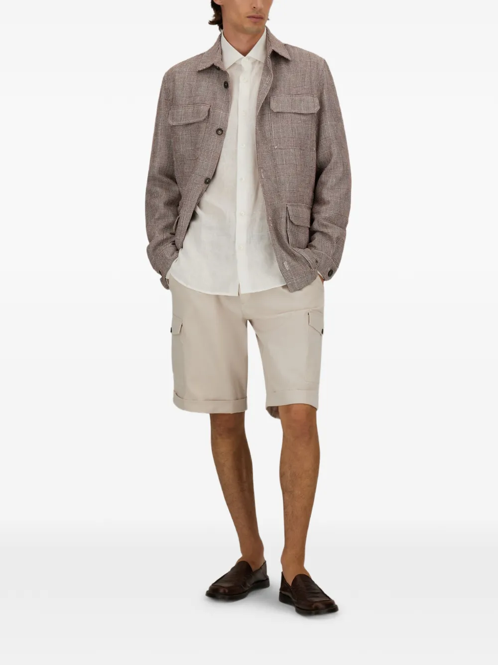 Herno Geruit linnen jack met zakdetail Rood