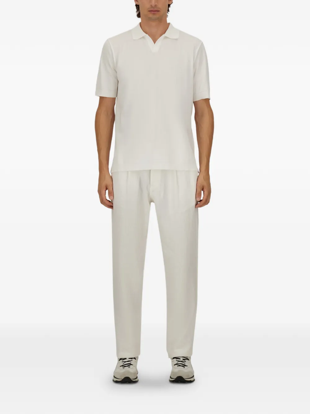 Herno Gebreid katoenen poloshirt Wit