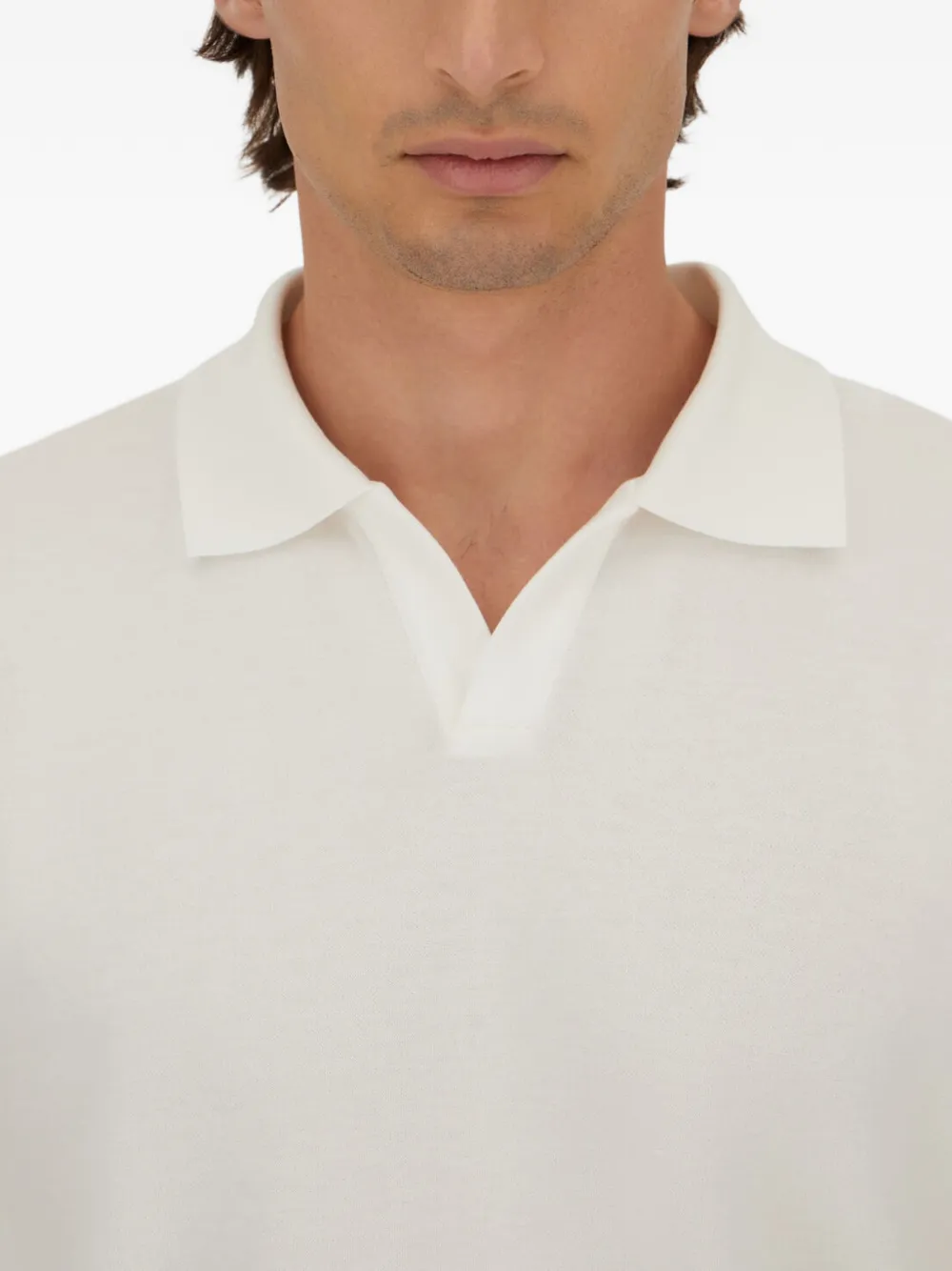 Herno Gebreid katoenen poloshirt Wit