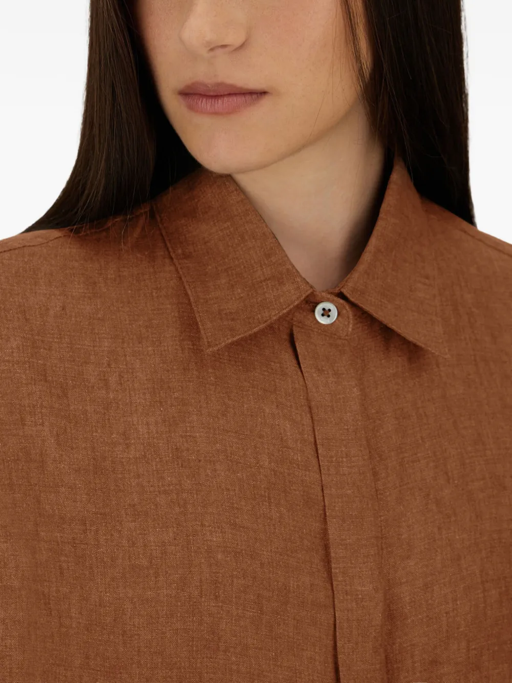 Herno Mouwloze blouse met verborgen sluiting Bruin