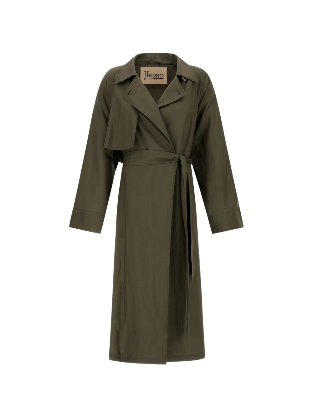 Herno Belted Trench Coat In Green