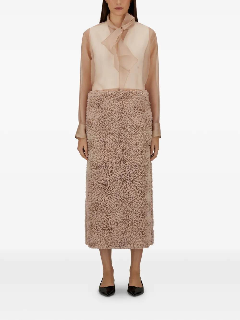 Herno Gesmockte midi-rok Roze