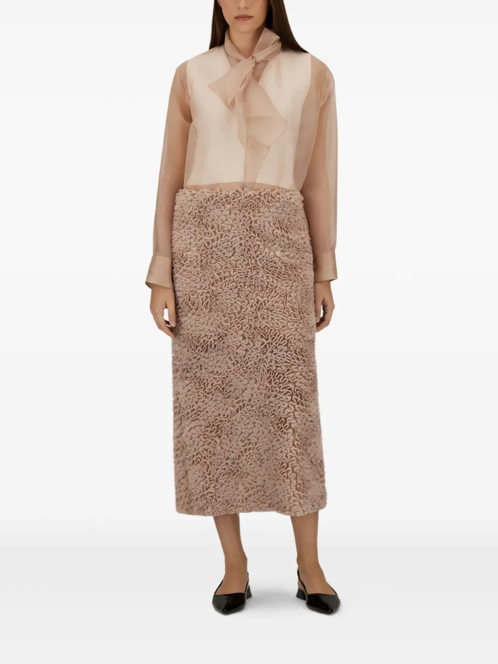 Herno Gesmockte midi-rok Roze