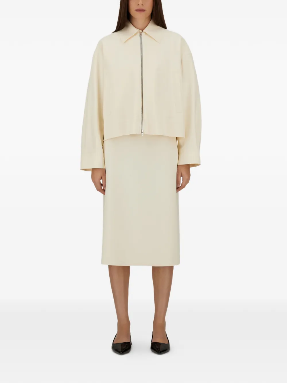 Herno Cropped jack met rits Beige