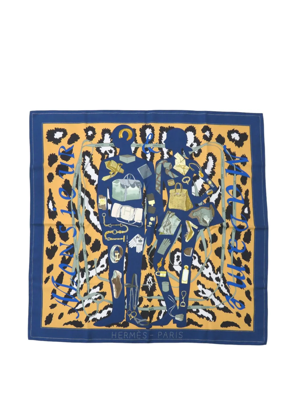 Hermès Pre-Owned 2000-2025 Monsieur et Madame Silk Scarf 90 scarves - Giallo