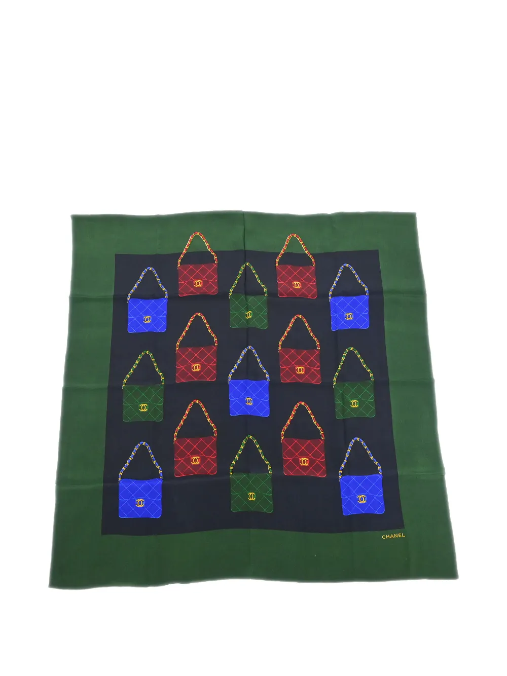 CHANEL Pre-Owned graphic-print silk scarf - Verde