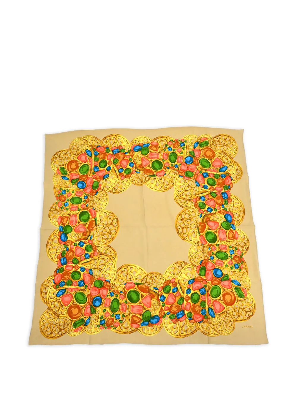 CHANEL Pre-Owned 1990s embellished silk scarf - Toni neutri