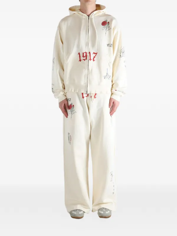 Balenciaga Tattoo graphic-print zip-up Hoodie | Neutrals | FARFETCH