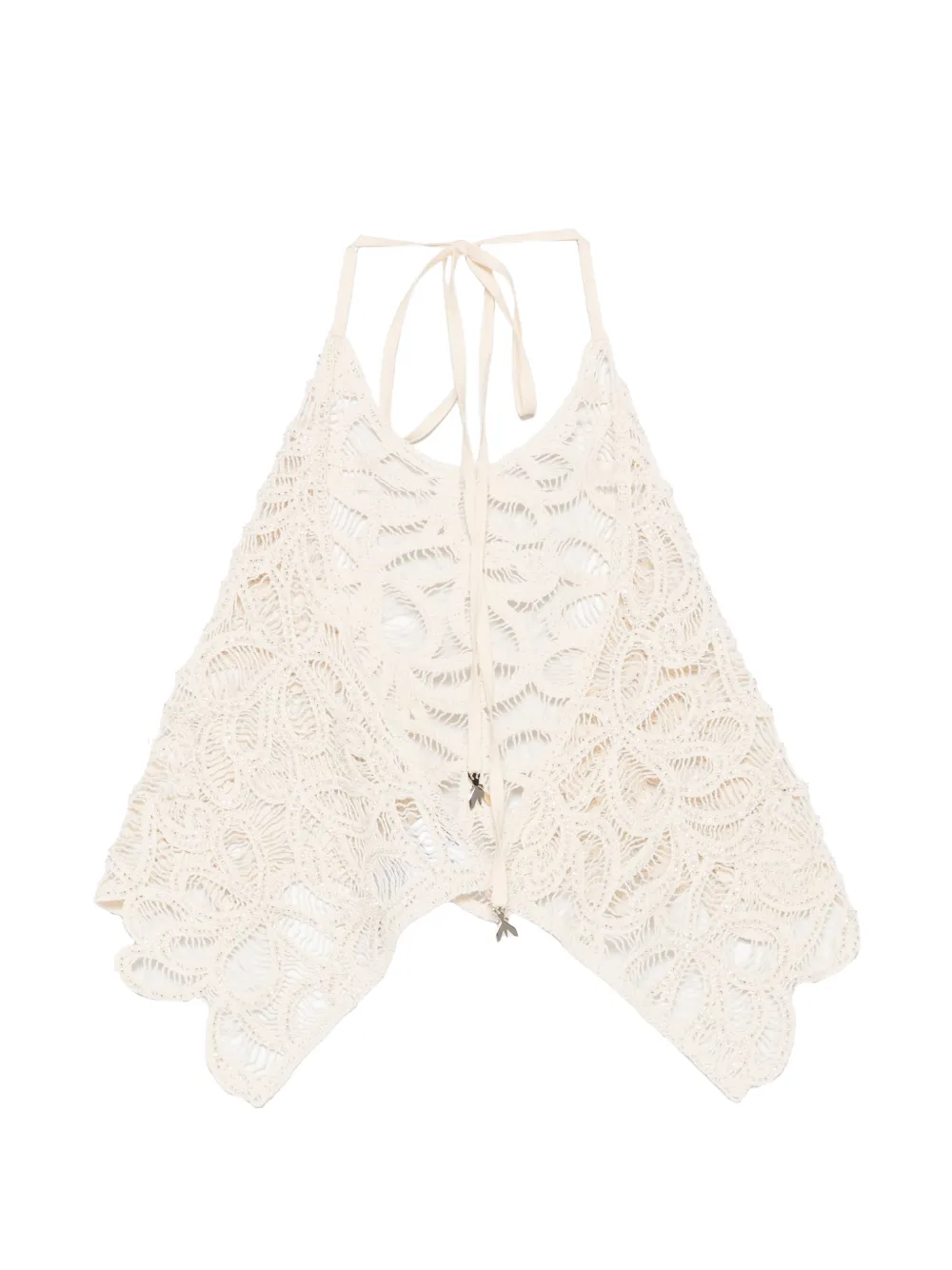 Patrizia Pepe Gehaakte haltertop met bloemenprint Beige