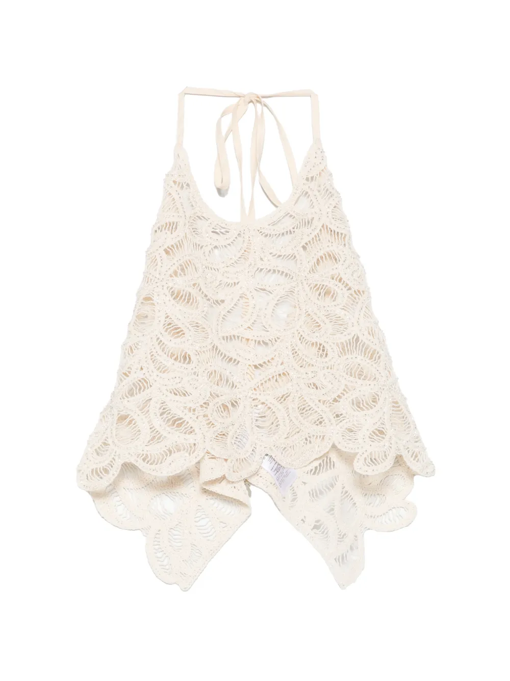 Patrizia Pepe crochet-knit beaded top - Toni neutri