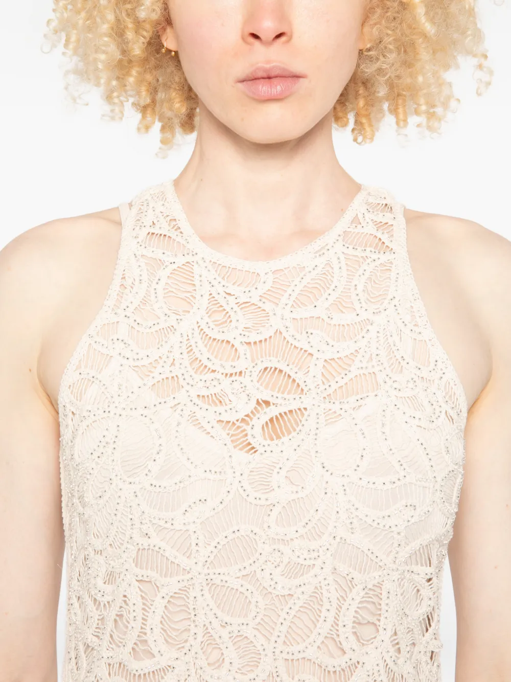 Patrizia Pepe Midi-jurk met ronde hals Beige