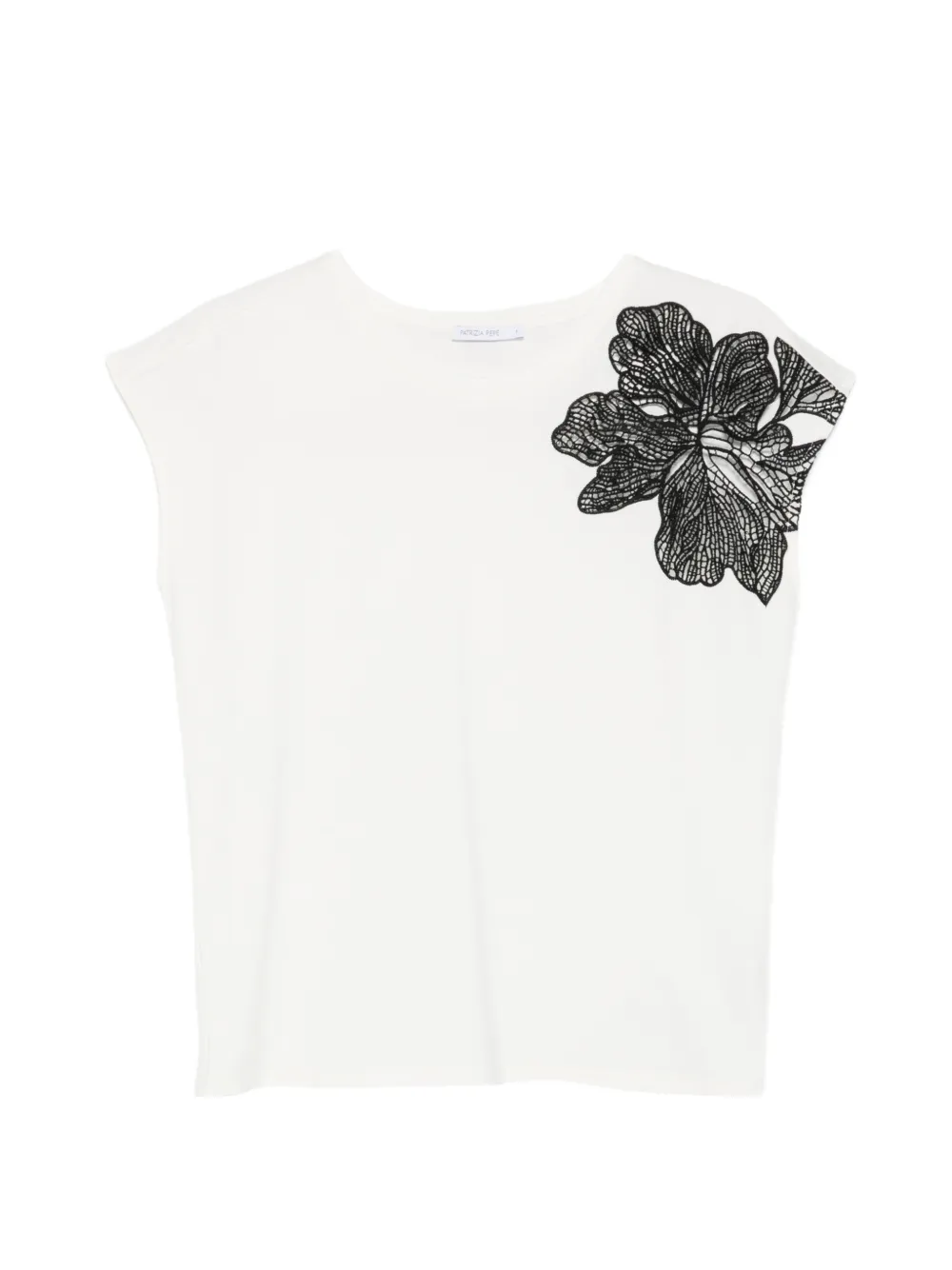 Patrizia Pepe flower-appliqué T-shirt - Bianco