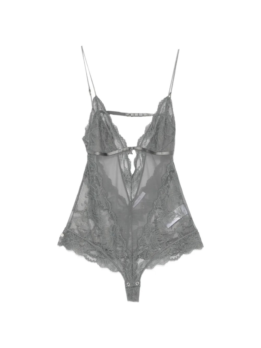 Patrizia Pepe lace-panelled sheer body - Grigio