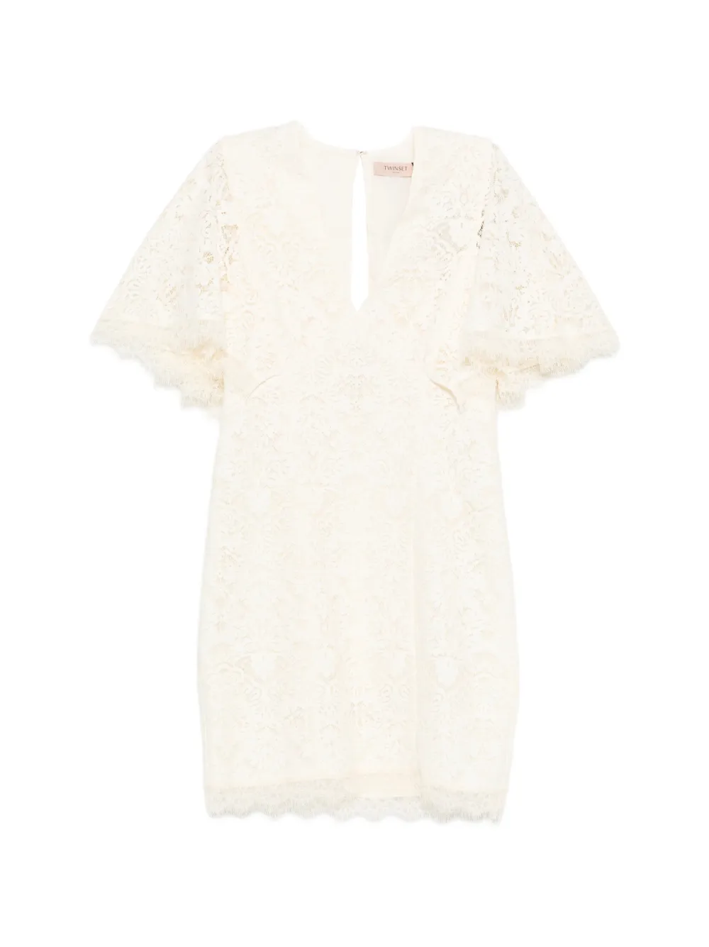 TWINSET V-neck lace mini dress - Toni neutri