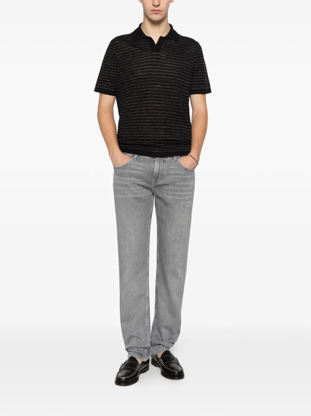 7 For All Mankind Slimmy jeans met vervaagd effect Grijs