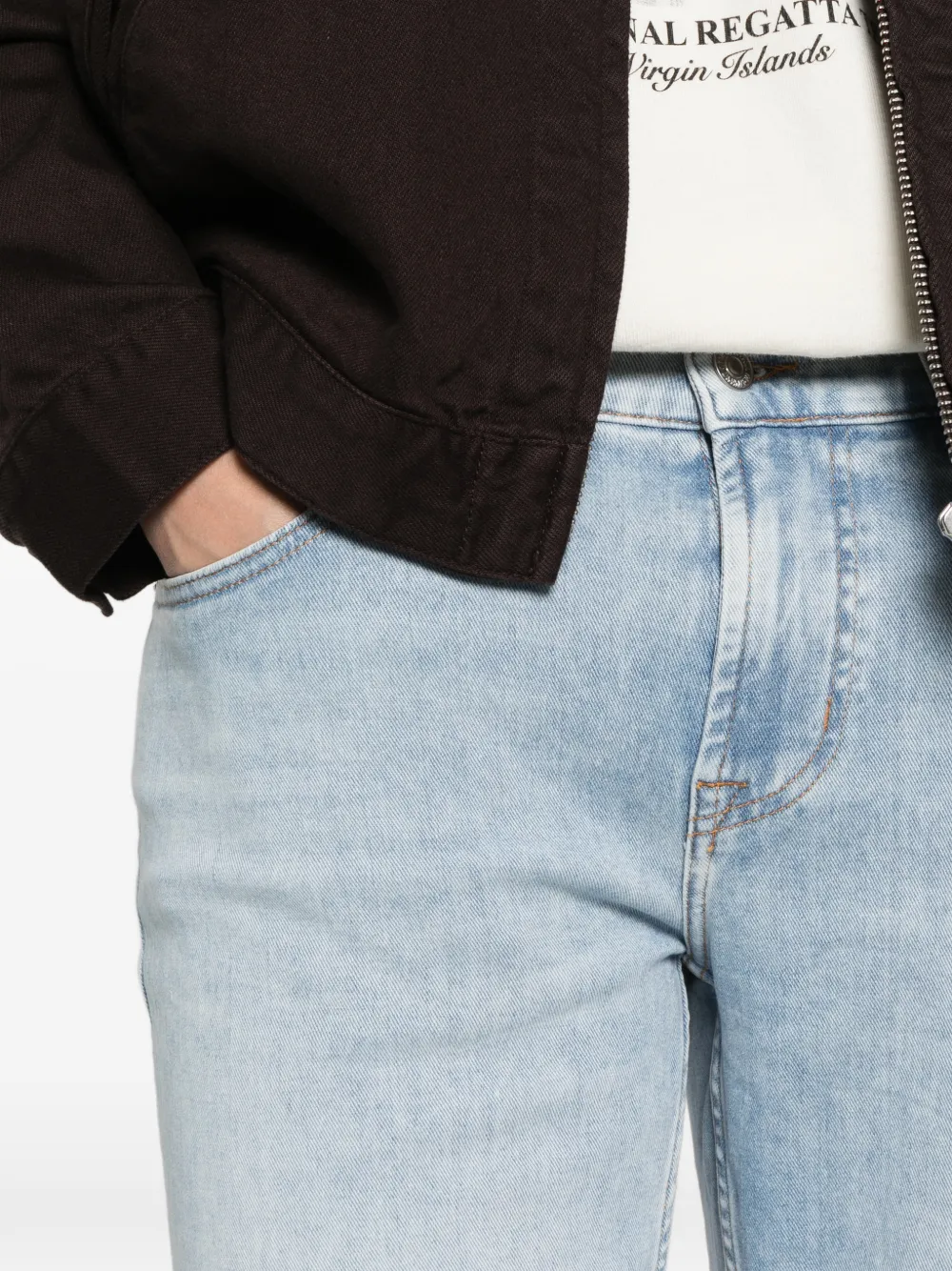 7 For All Mankind Slimmy Tapered jeans met logopatch Blauw