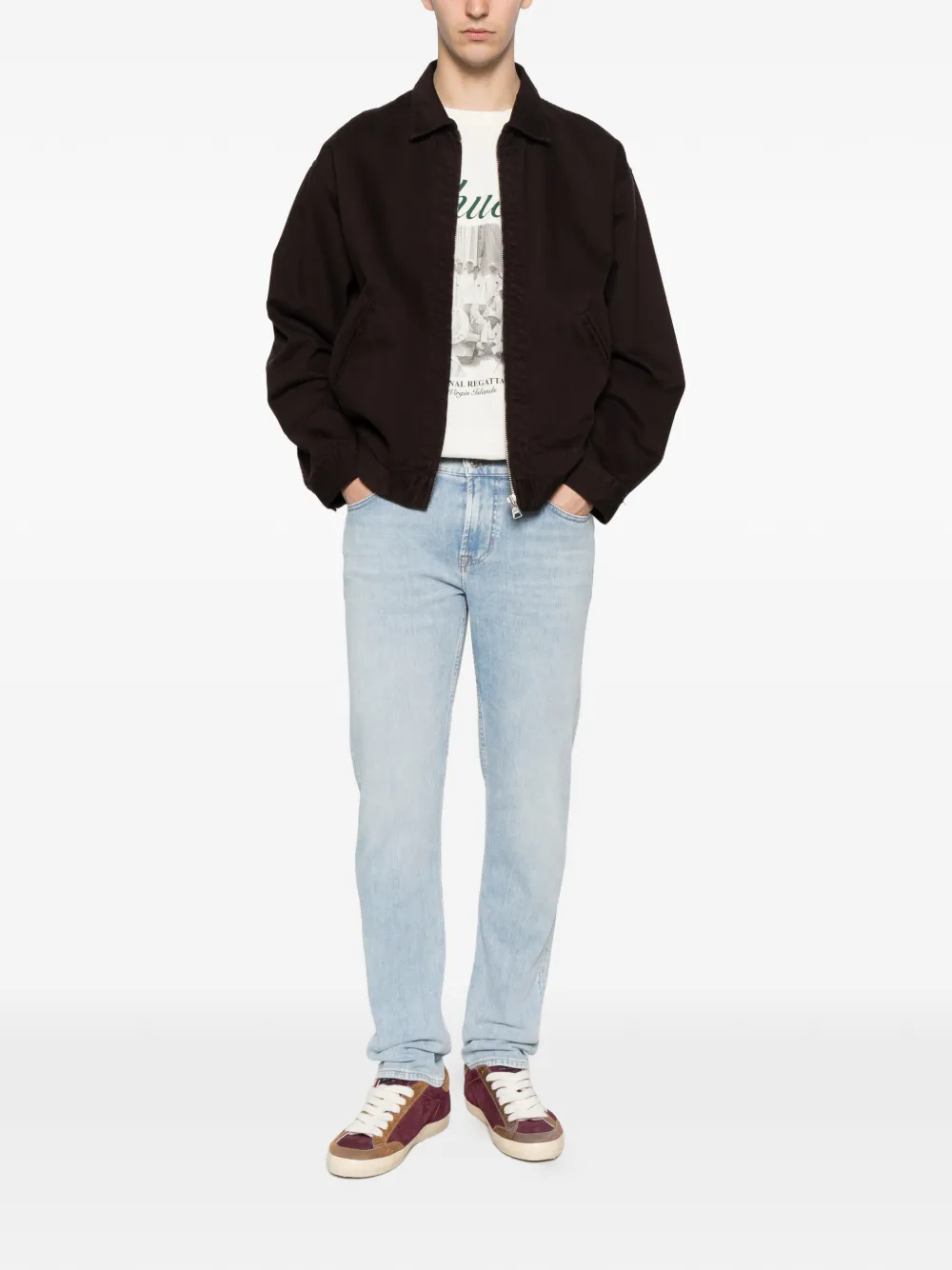 7 For All Mankind Slimmy Tapered jeans met logopatch Blauw
