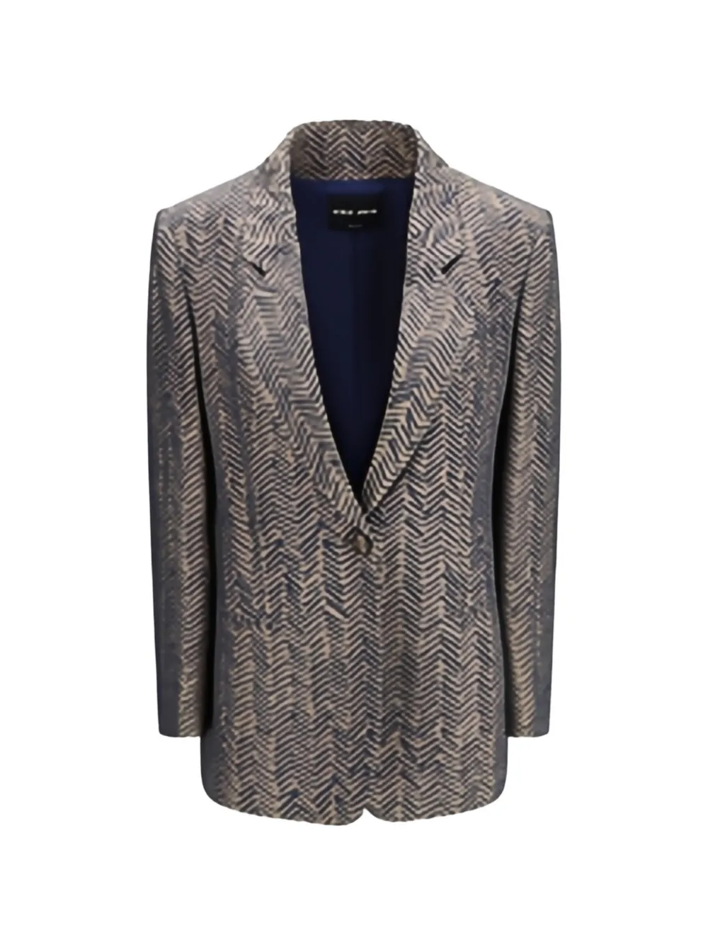  Giorgio Armani Single-breasted Chevron-pattern Jacquard Blazer - Brown 