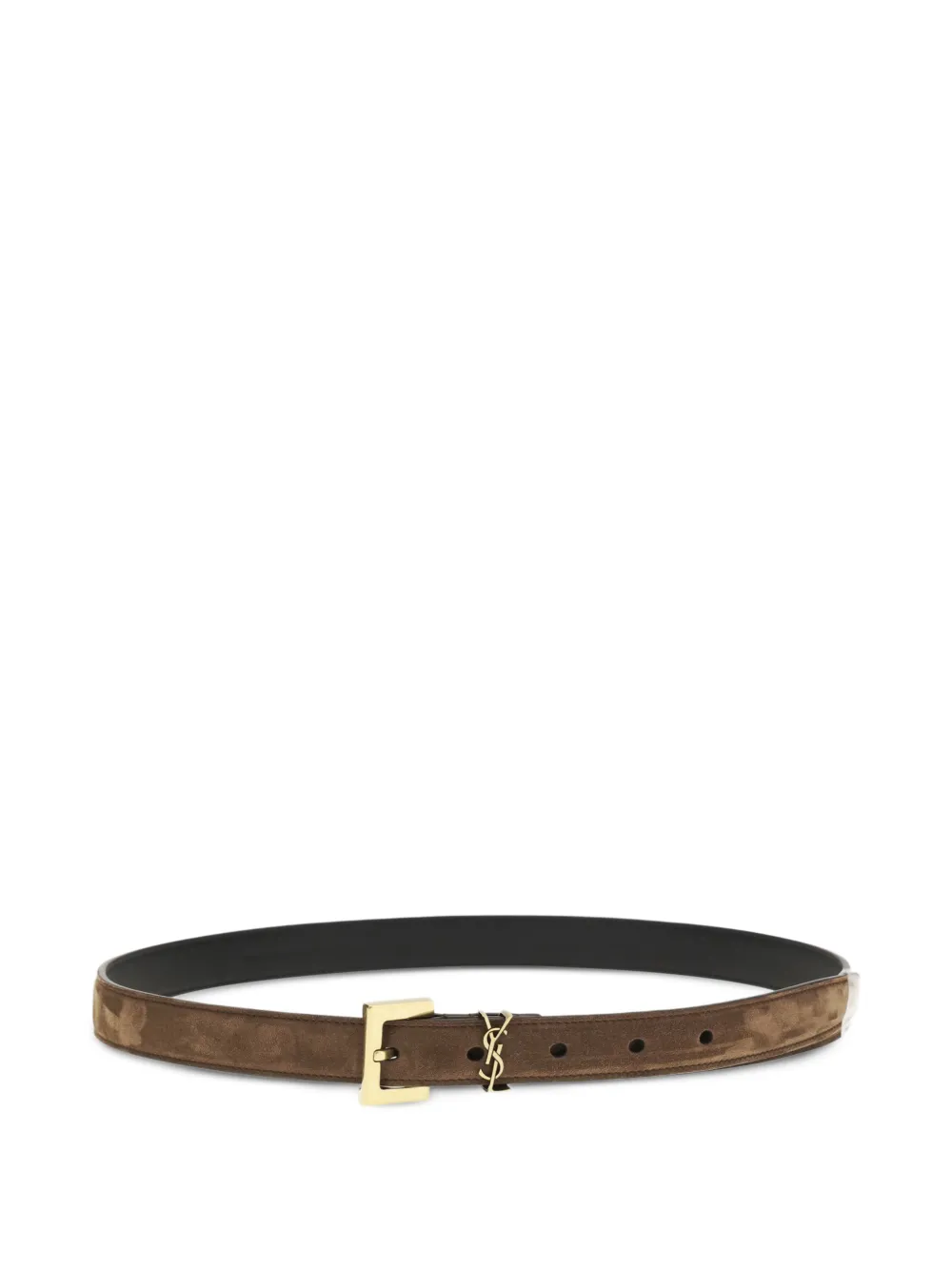 Saint Laurent logo-buckle leather belt - Brown