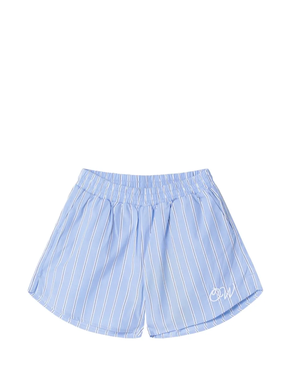 Off-White Kids logo-embroidered striped shorts - Blu