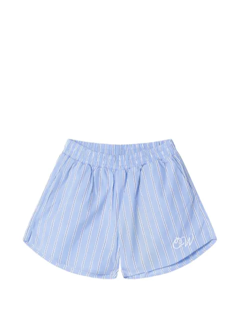 Off-White Kids striped embroidered-logo shorts