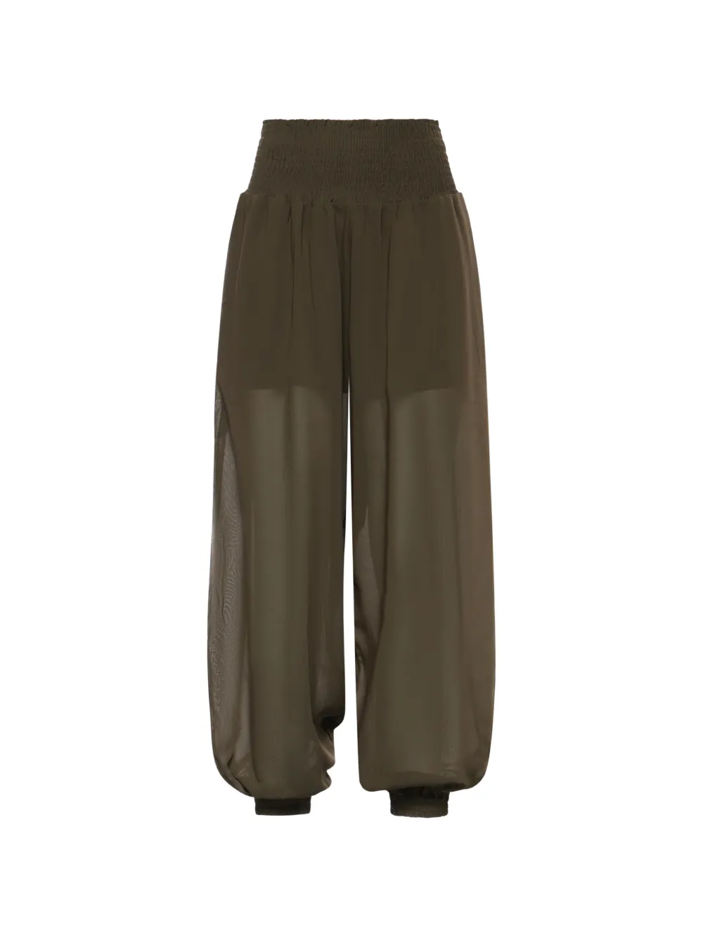 PINKO smocked-waist sheer trousers - Verde