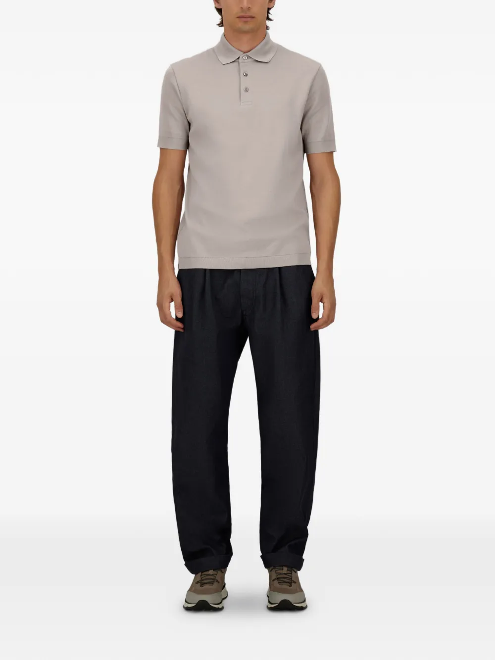 Herno Poloshirt met gebreid effect Grijs