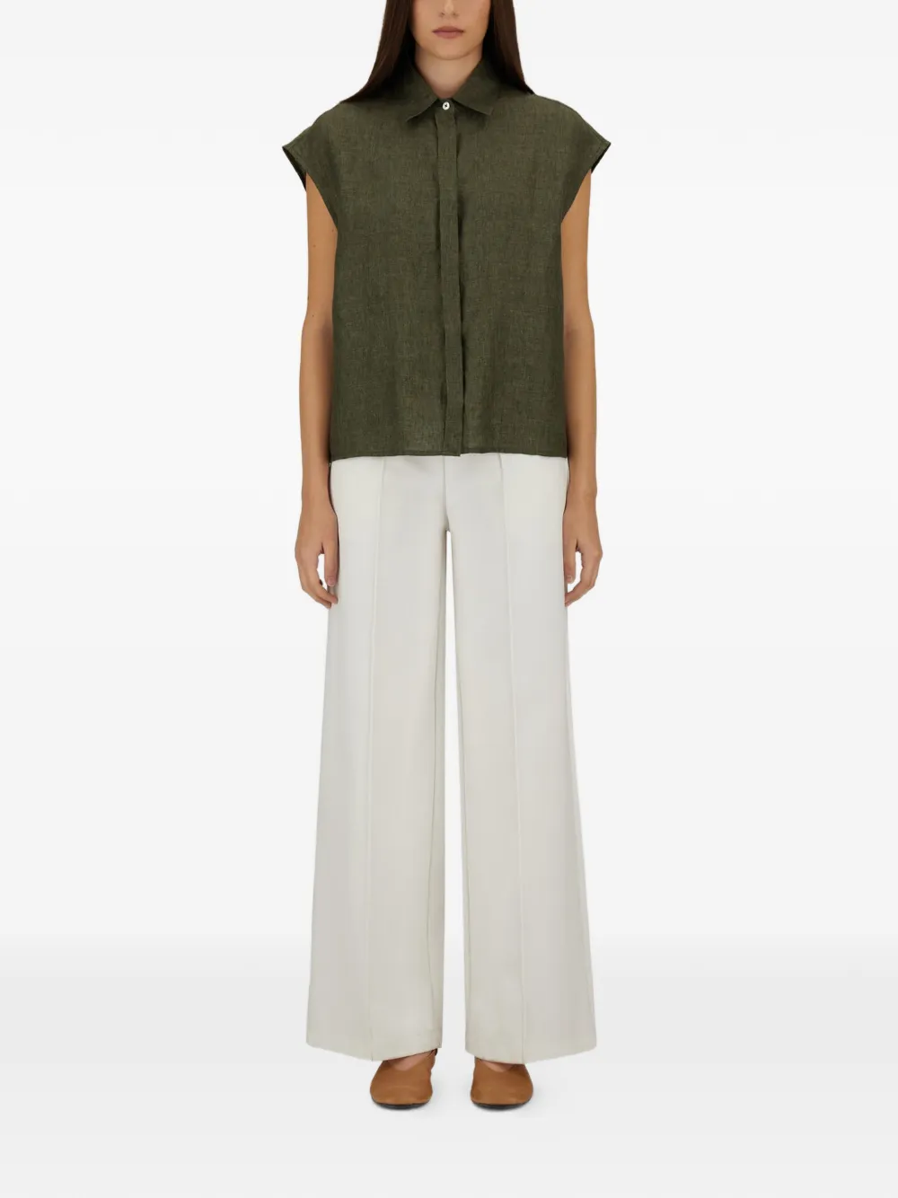 Herno Mouwloze blouse met verborgen sluiting Groen