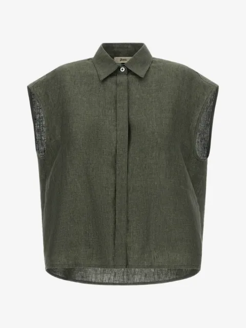 Herno concealed-fastening sleeveless shirt