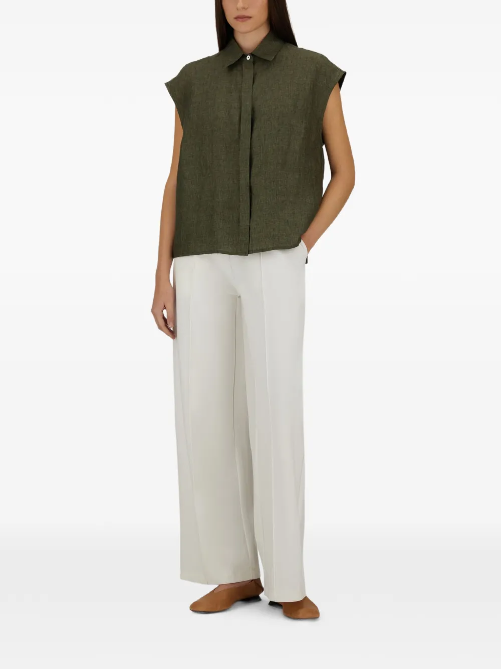 Herno Mouwloze blouse met verborgen sluiting Groen
