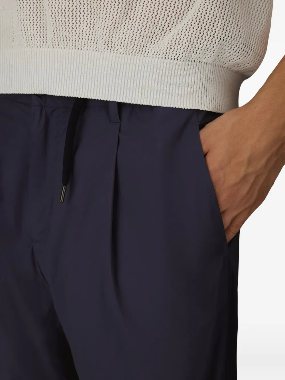 Herno Broek met trekkoordtaille en toelopende pijpen Blauw